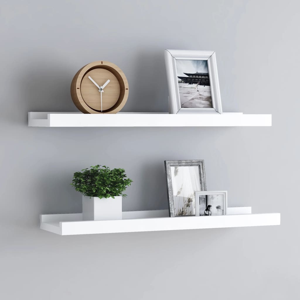 Frame Ledge Shelf Set of 2 White MDF 23.6 in x 3.5 in x 1.2 in