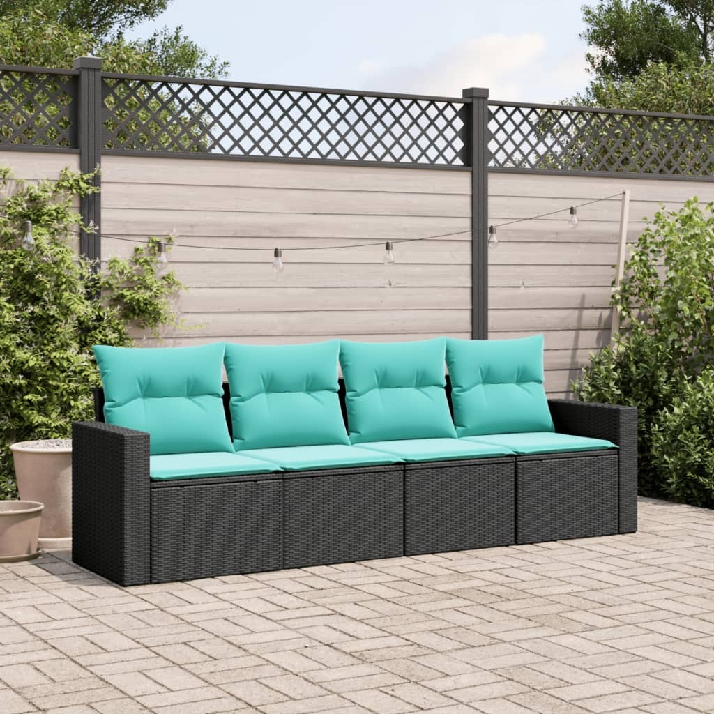Garden Sofa Set Black Poly Rattan Standard for a 4-piece sofa set