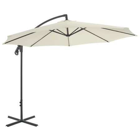 Large Cantilever Garden Parasol Sand Polyester Fabric