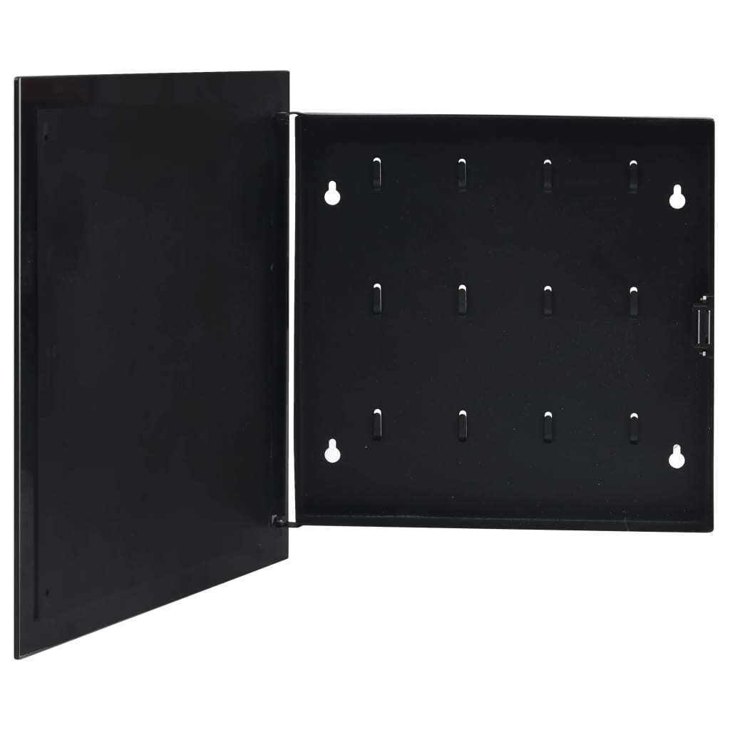Key Box with Magnetic Board Black 13.8"x13.8"x1.6"