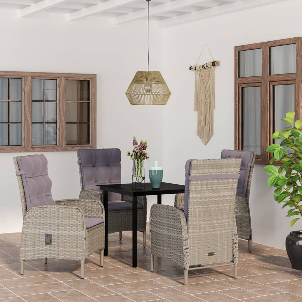 Garden Dining Set Gray and Black