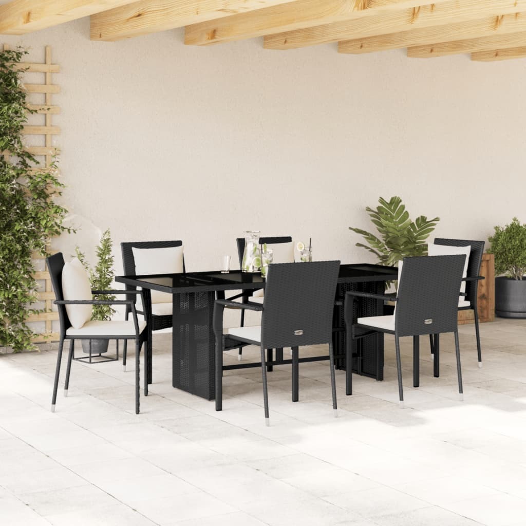 Garden Dining Set Black, Cream White