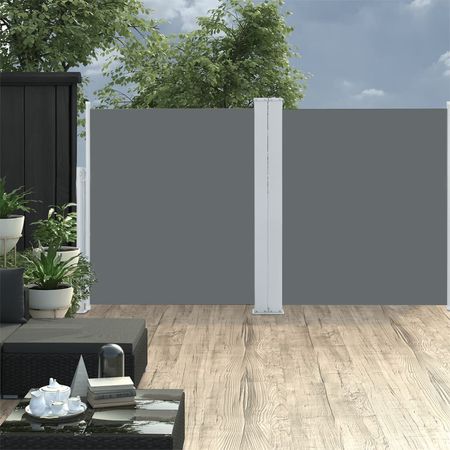 Side Awning Anthracite Polyester with PU coating 55.1x236.2 in