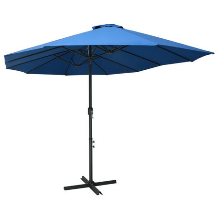 Garden Parasol Blue Polyester fabric, Aluminum pole and ribs Large