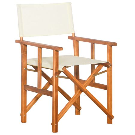 Director Chair Brown and Cream Solid Acacia Wood and 100% Polyester