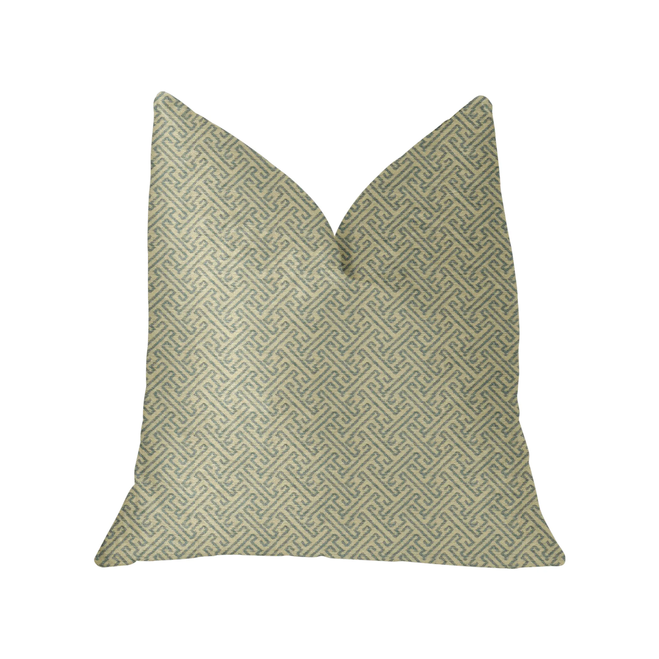 Plutus Alpine Maize Blue and Beige Luxury Throw Pillow