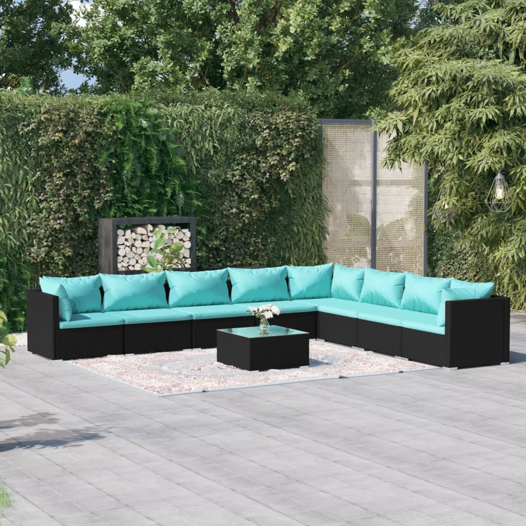 Garden Lounge Set Black
