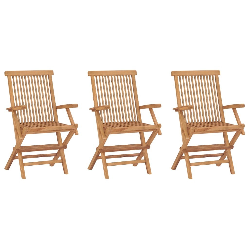 Garden Chair Set of 3 Teak Brown Teak Wood Medium Foldable