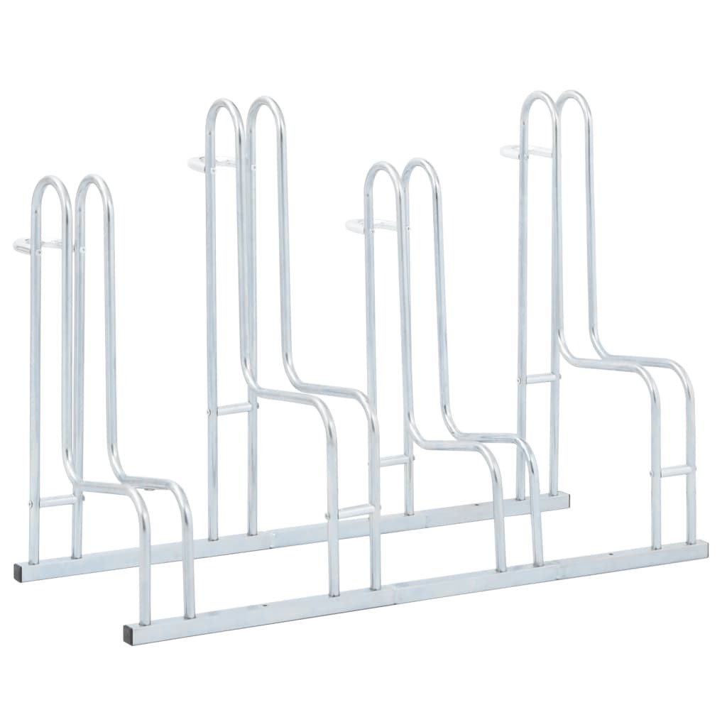 Bicycle Stand for 4 Bikes Floor Freestanding Galvanized Steel