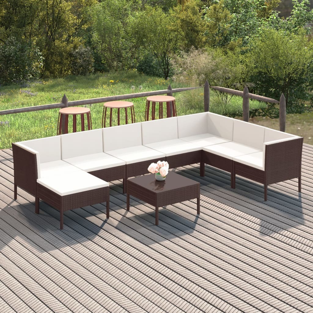 Garden Lounge Set Brown, Cream White