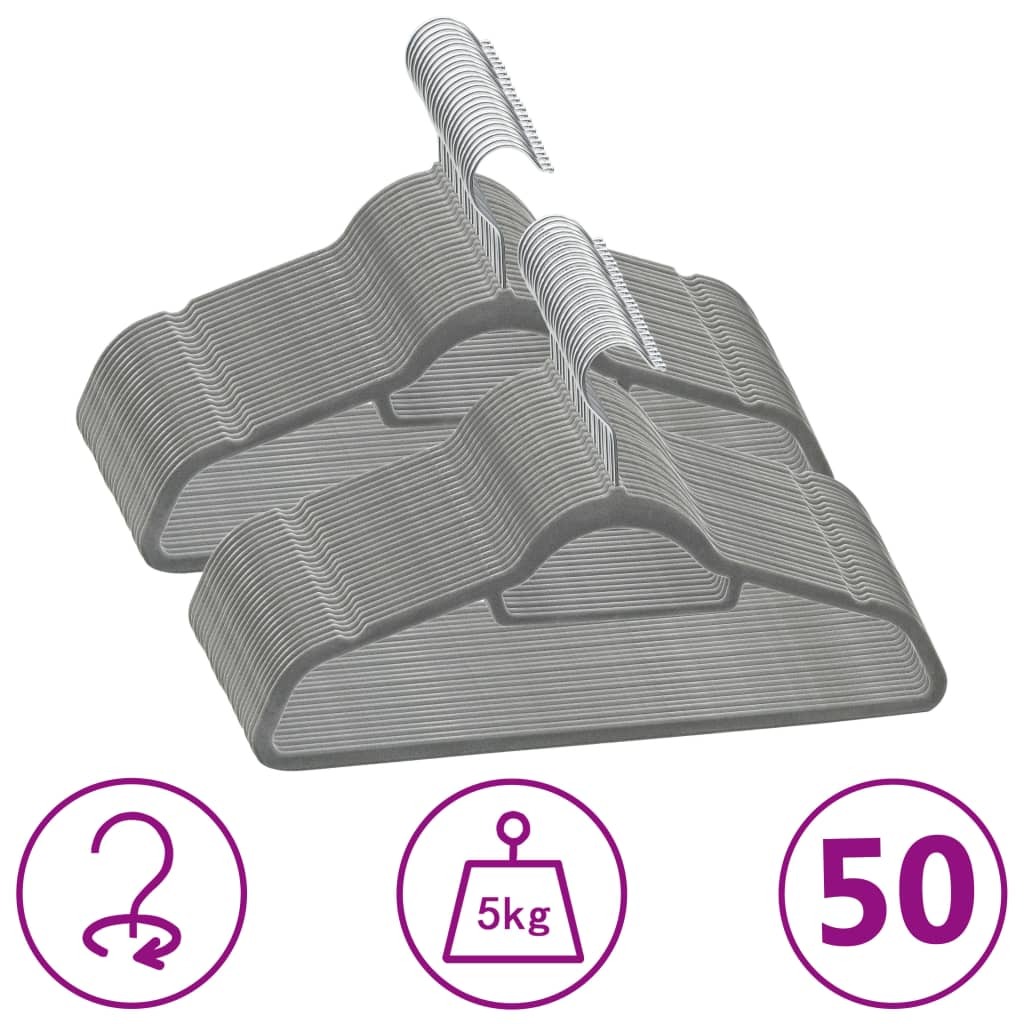 Hanger Set of 50 Grey ABC plastic, zinc alloy, velvet Standard
