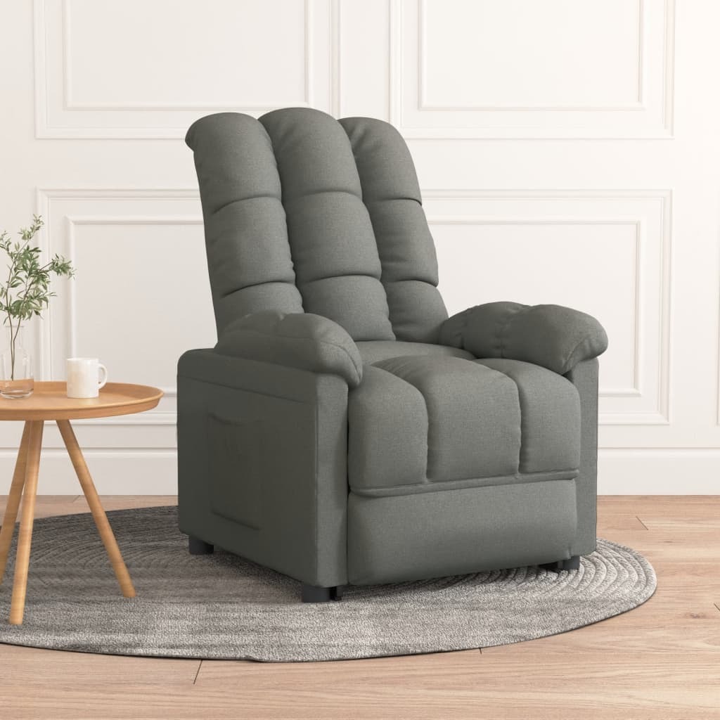 Recliner Chair Dark gray Fabric (100% polyester), plywood, iron