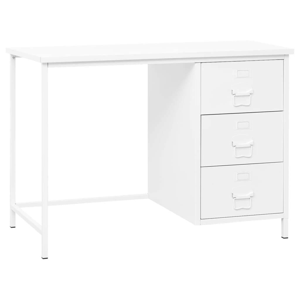 Desk White Steel Medium Desk Rectangular Industrial