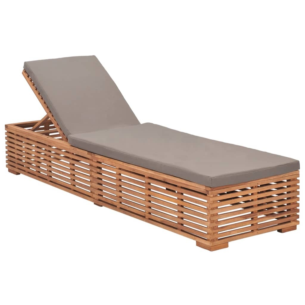 Sun Lounger Dark Grey, Natural Teak