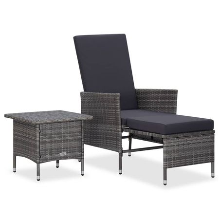 Garden Furniture Set Gray PE rattan, powder-coated steel, polyester