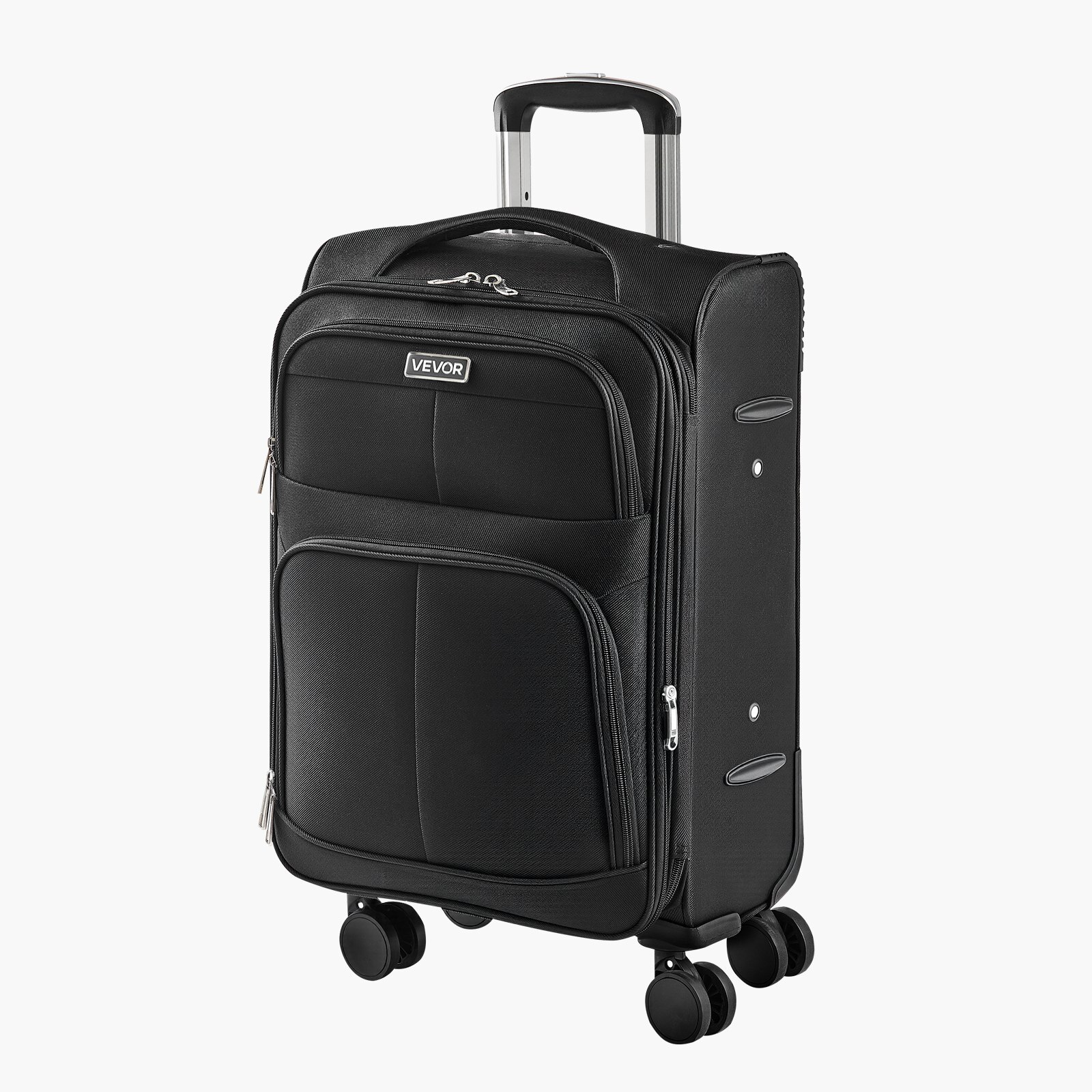 Softside Expandable Luggage with Spinner Wheels, 20-Inch Softside Carry on Luggage, Lightweight Checked Suitcase with Expandable Zippered Pocket and TSA Lock, Black