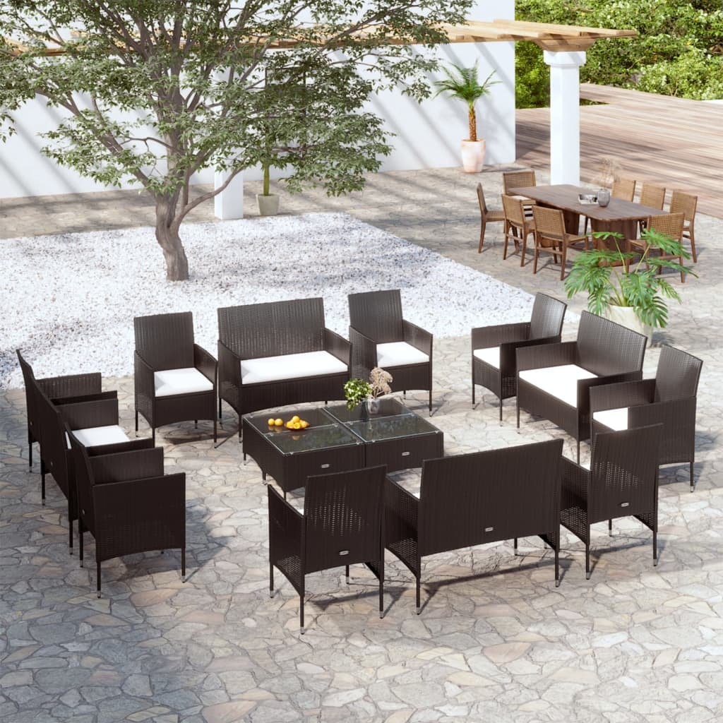 Garden Lounge Set Black, Cream white