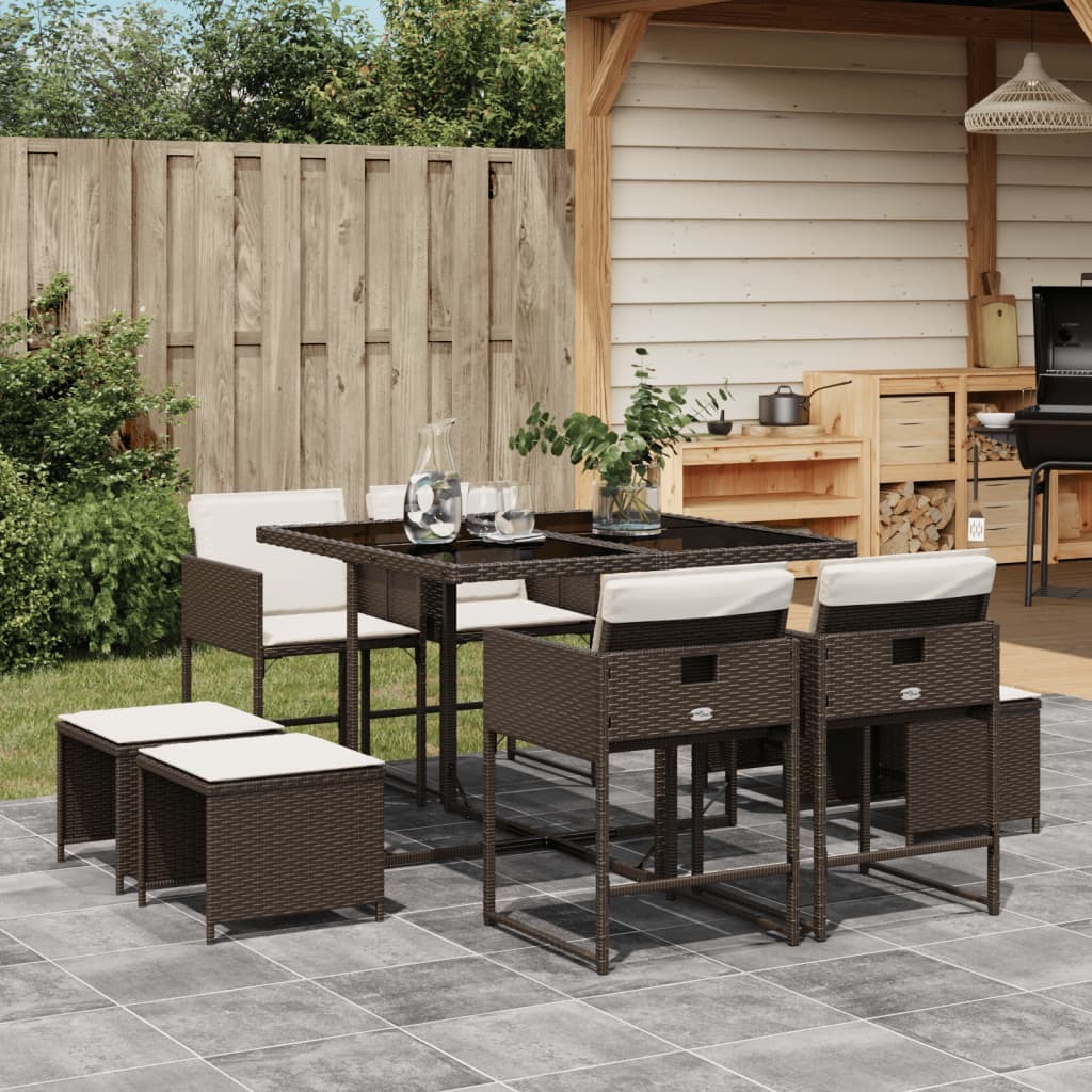 Garden Dining Set Brown, Cream White