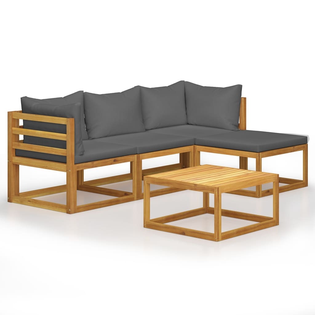 Garden Lounge Set Natural wood Solid acacia wood 5 Piece Set