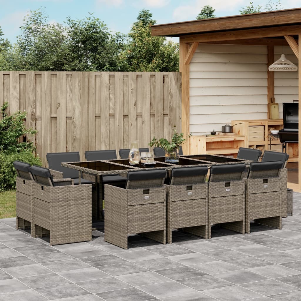 Patio Dining Set Set of 12 Grey, Dark Grey, Black