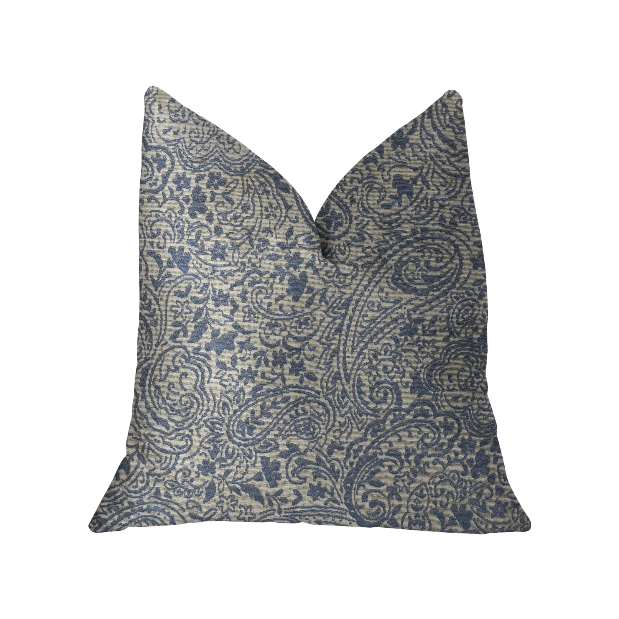 Plutus Kingston Waverly Blue and Ivory Luxury Throw Pillow