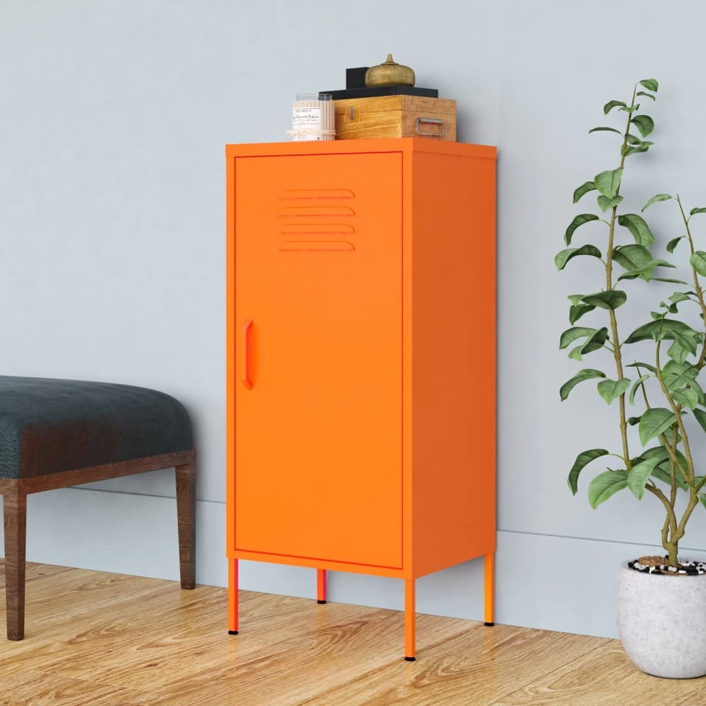 Storage Cabinet Orange Steel Medium Storage Cabinet Rectangular