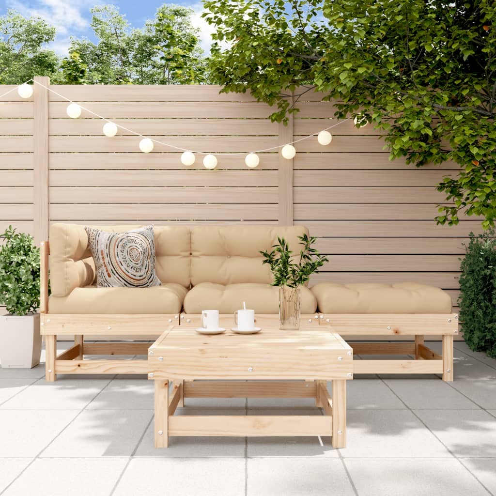 Garden Lounge Set Beige Solid pine wood Medium Modular