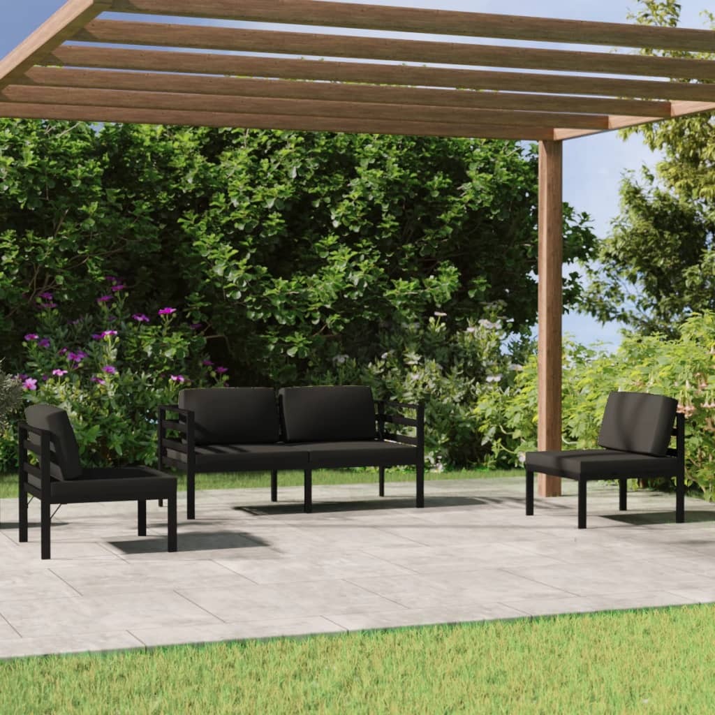 Garden Lounge Set Anthracite Aluminum, Polyester Standard Modular