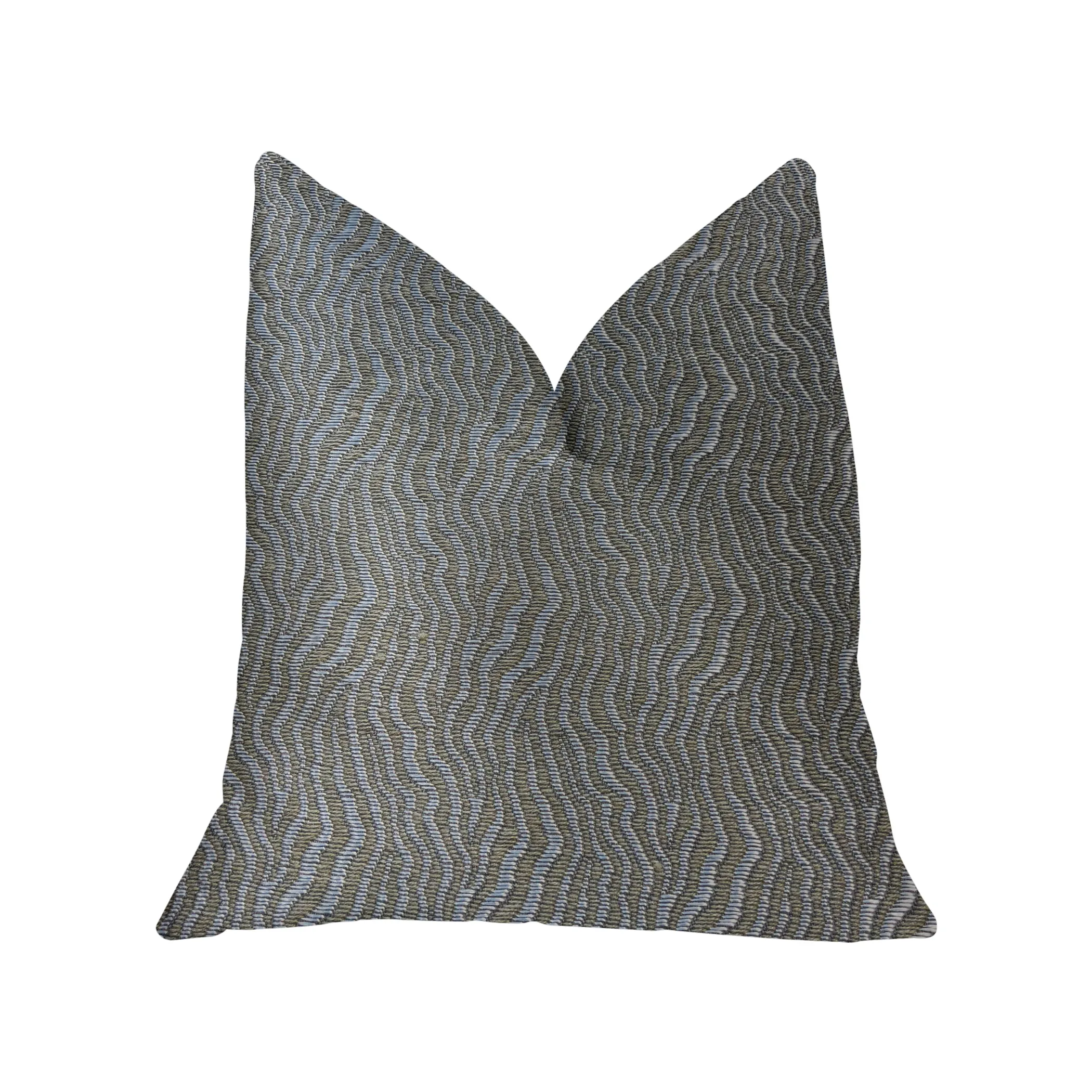 Plutus Dusky Veined  Silver and Taupe Luxury Throw Pillow