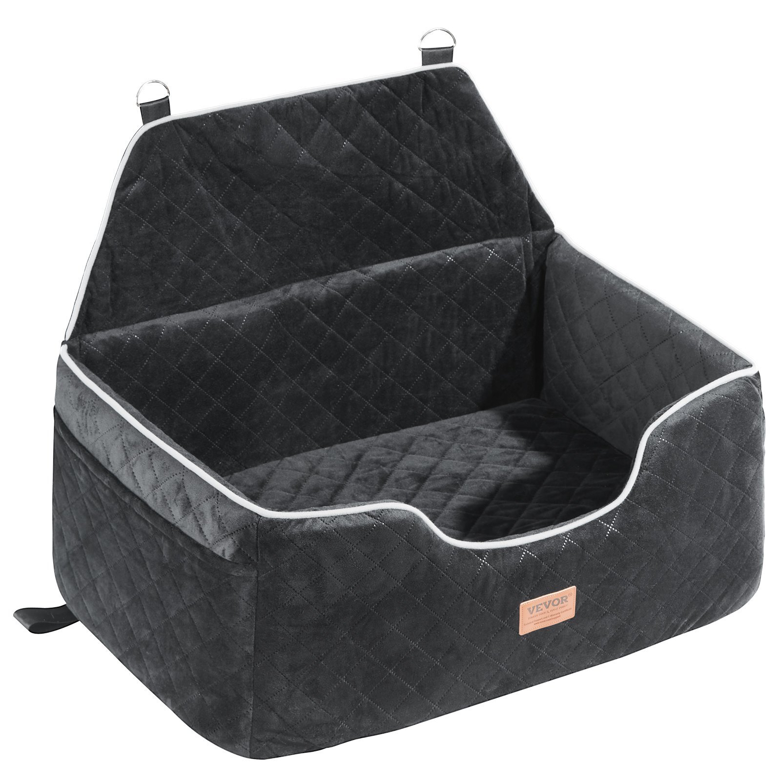 Dog Car Seat, Dog Booster Seat for Car with A Storage Pocket, Pet Car Seat with Clip-On Safety Leash, Sponge Filling, Dog Car Bed for Medium & Large Dog up to 55 lbs, Black