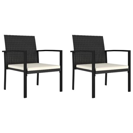 Dining Chair Set of 2 Black and Cream