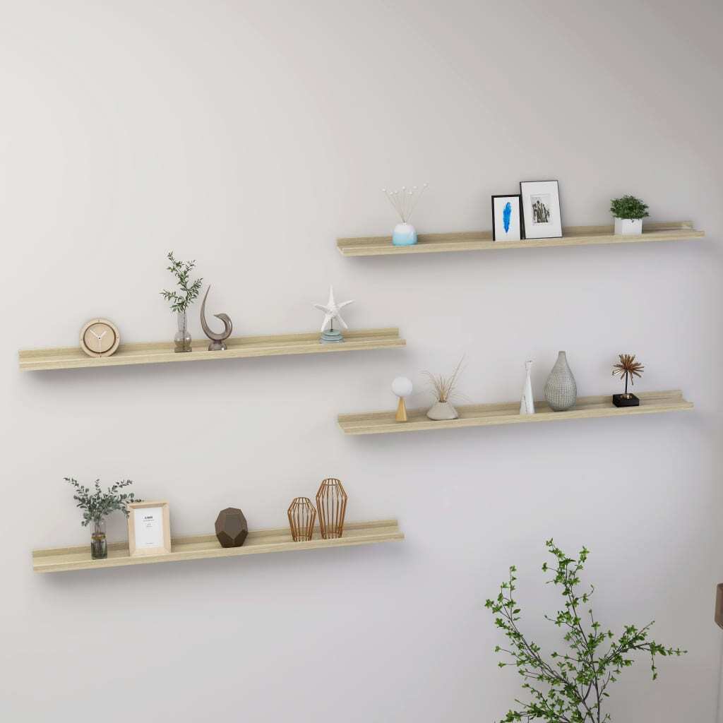 Wall Shelf Set of 4 Sonoma Oak MDF 39.4x3.5x1.2 in