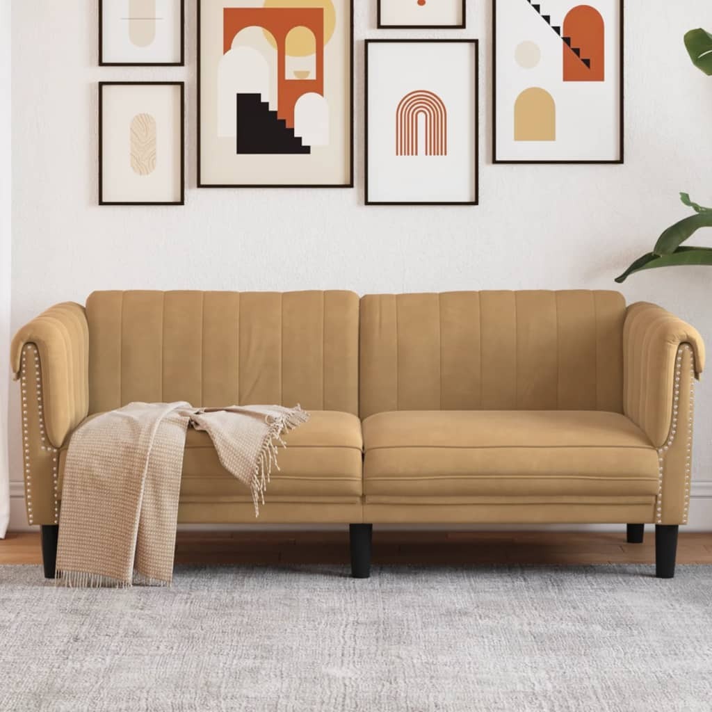 Sofa Brown Faux suede leather (100% polyester), plywood, solid wood