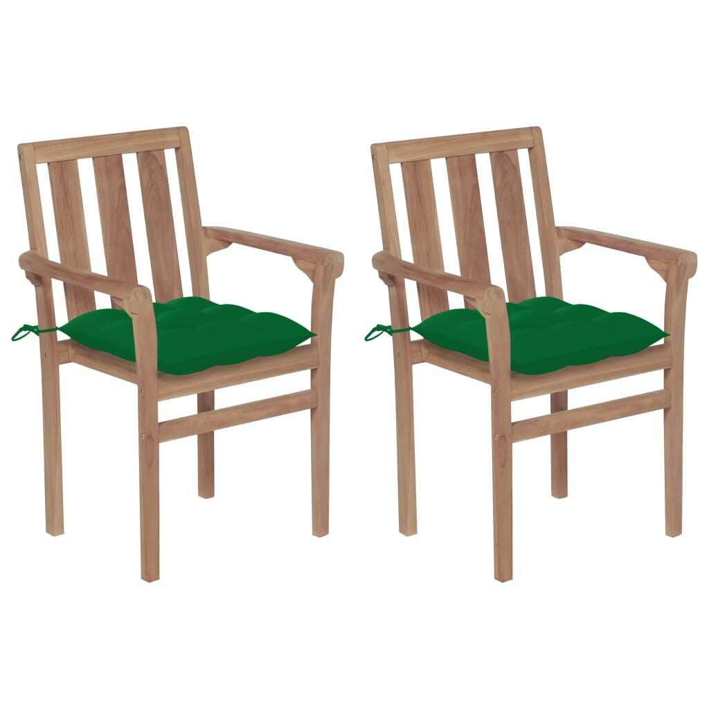 Patio Chair Set of 2 Teak Solid Teak wood Standard Stackable
