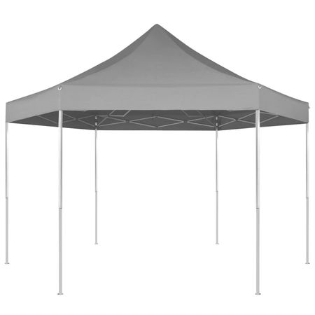 Gazebo Grey Powder-Coated Steel 11.8ft x 10.2ft Foldable Gazebo
