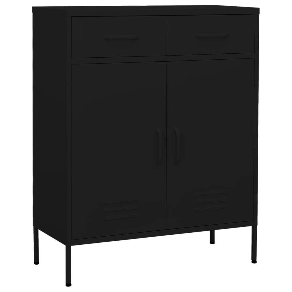 Storage Cabinet Black Steel Medium Height-Adjustable Shelves