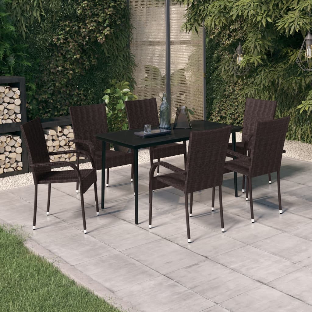 Garden Dining Set Brown and black