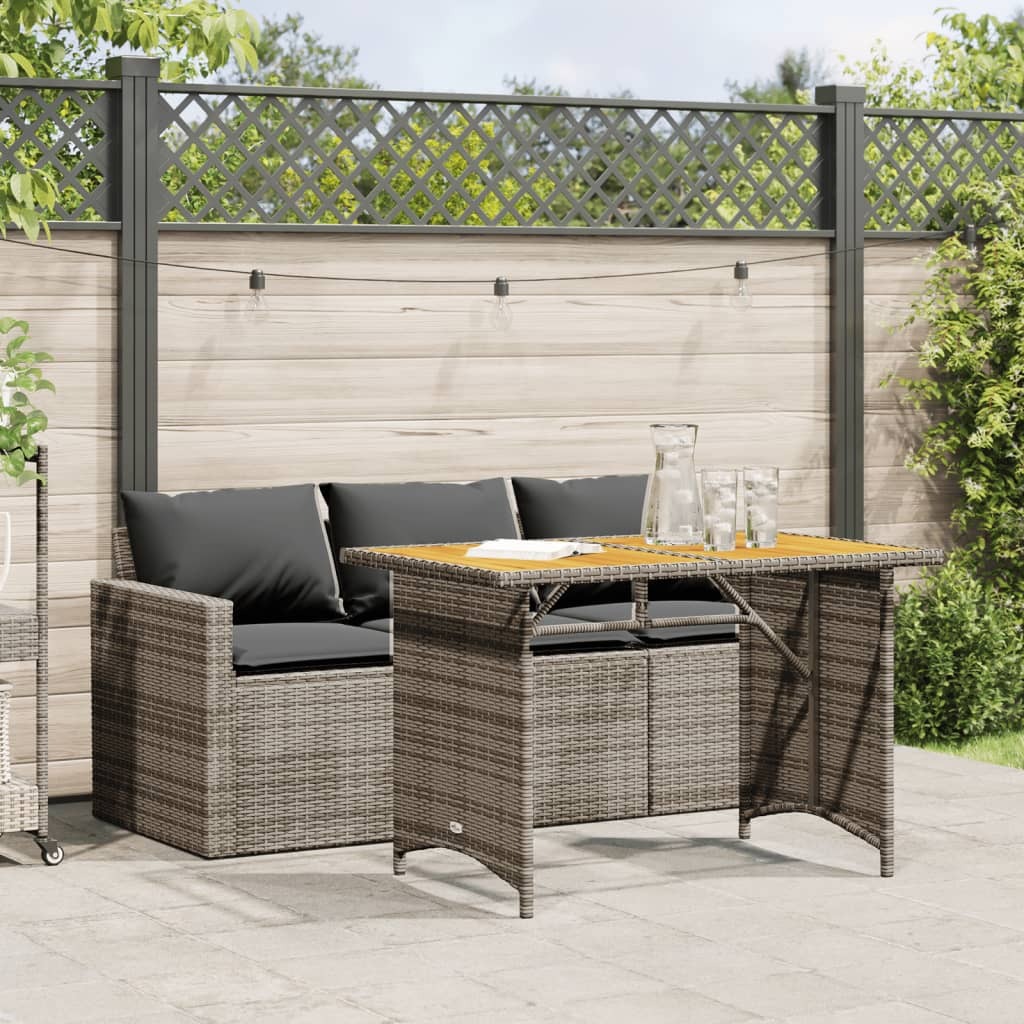 Garden Dining Set Grey PE rattan Medium UV-resistant materials