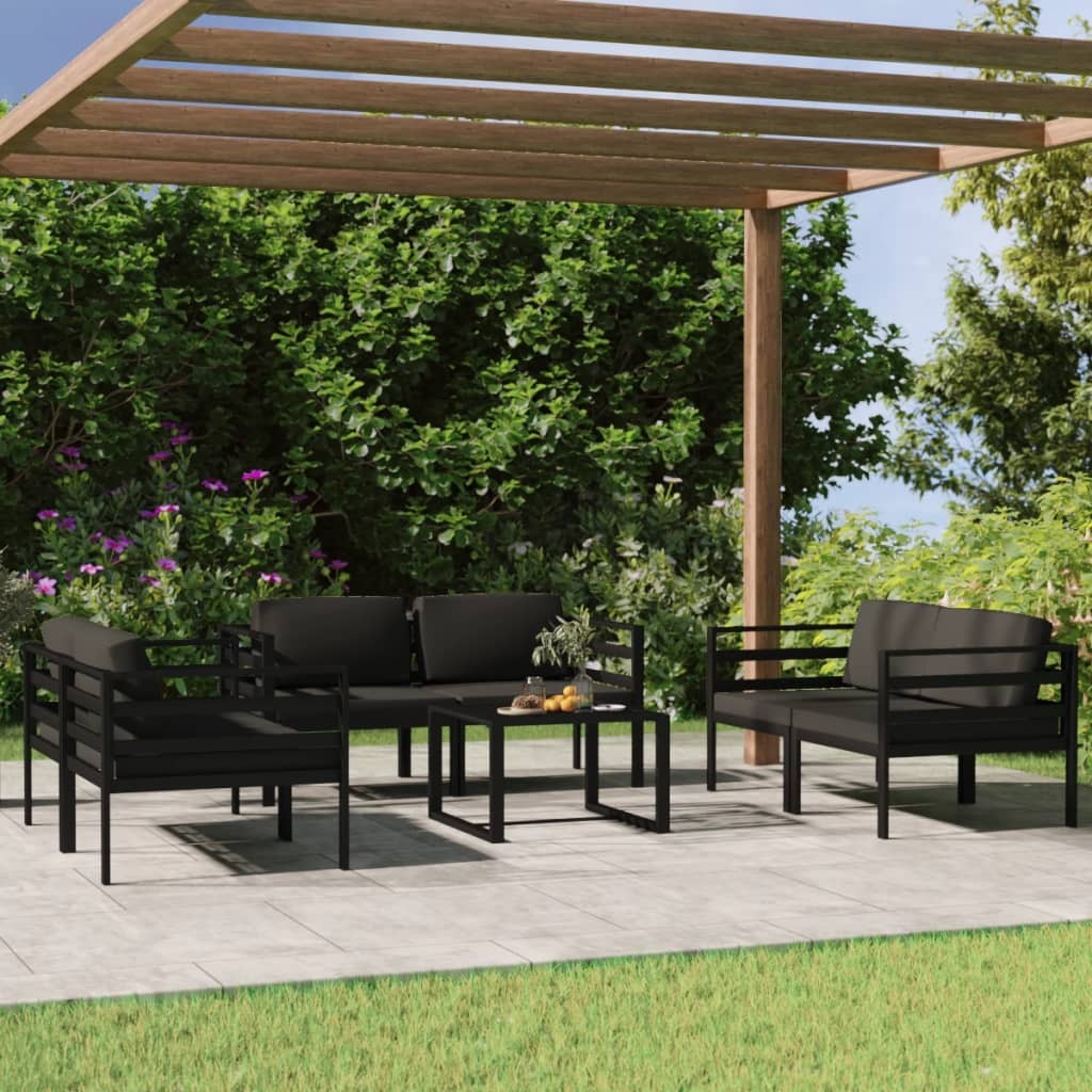 Garden Lounge Set Anthracite Aluminum, 100% polyester Compact