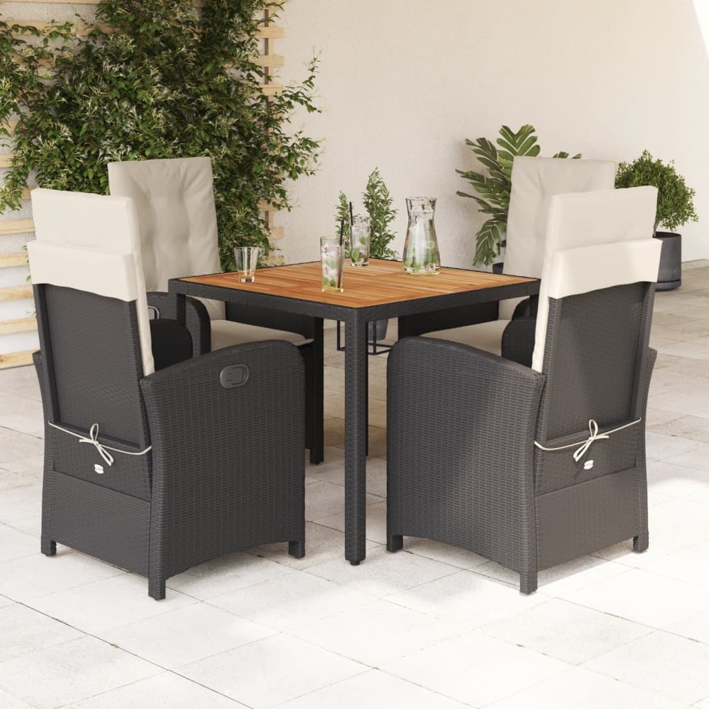 Garden Dining Set Black, Brown, Cream White