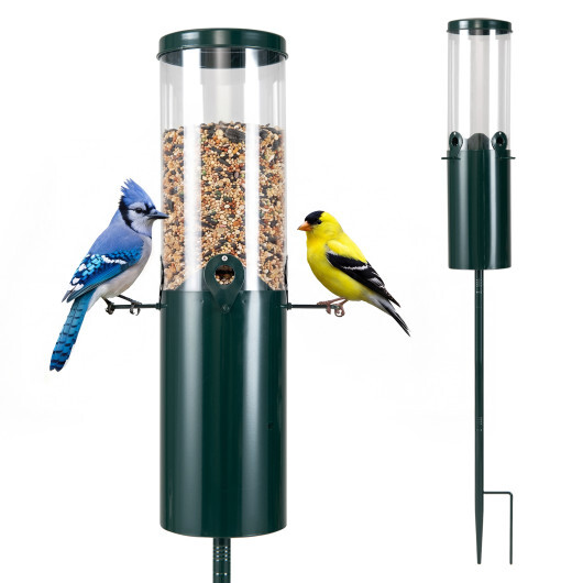 10 LBS Large Capacity Squirrel Proof Bird Feeder with Pole Mount and Baffle - Color: Green