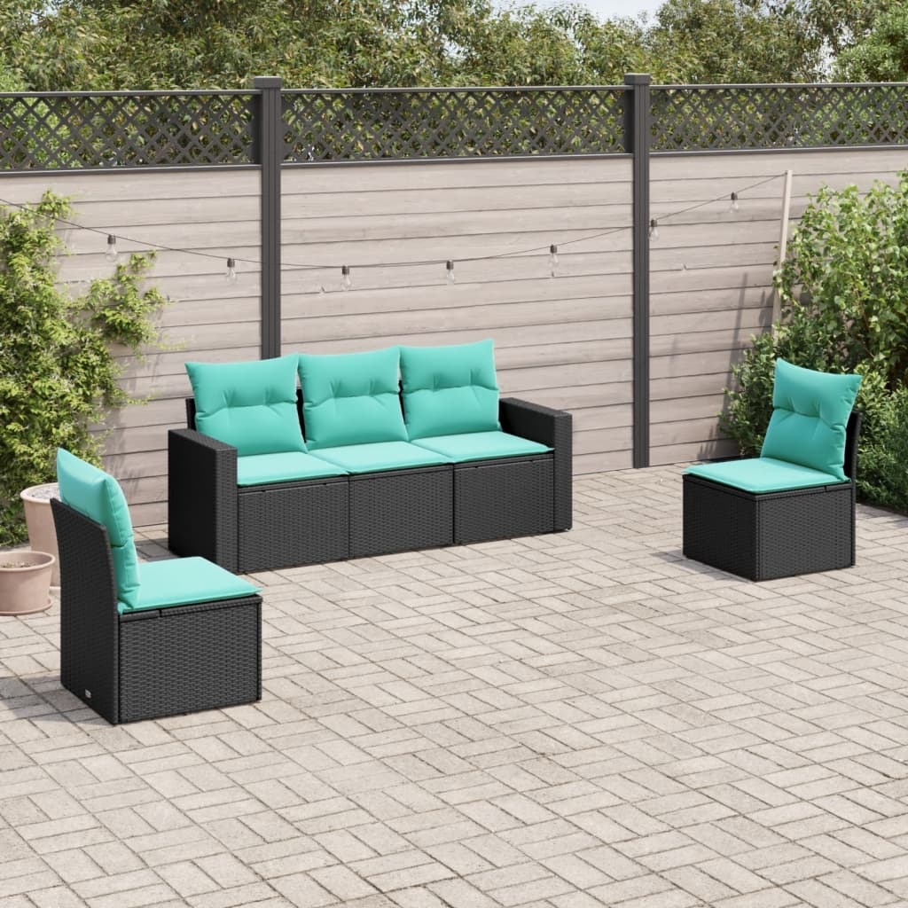 Garden Sofa Set Black, Blue