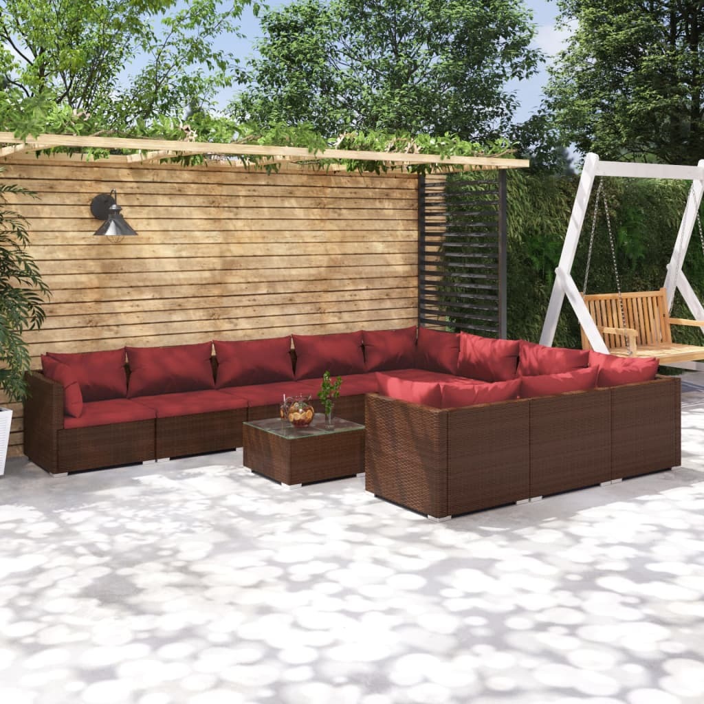 Garden Lounge Set Brown PE rattan Large Modular
