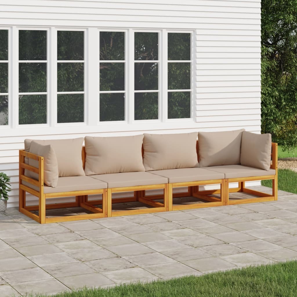 Garden Lounge Set Taupe Solid Acacia wood, 100% polyester Standard