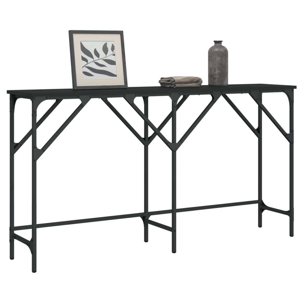 Console Table Black Engineered wood 55.1 x 11.4 x 29.5 in