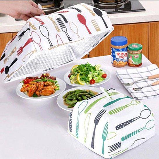 Color: Blue - Dish Tent Insulated Foldable Food Cover