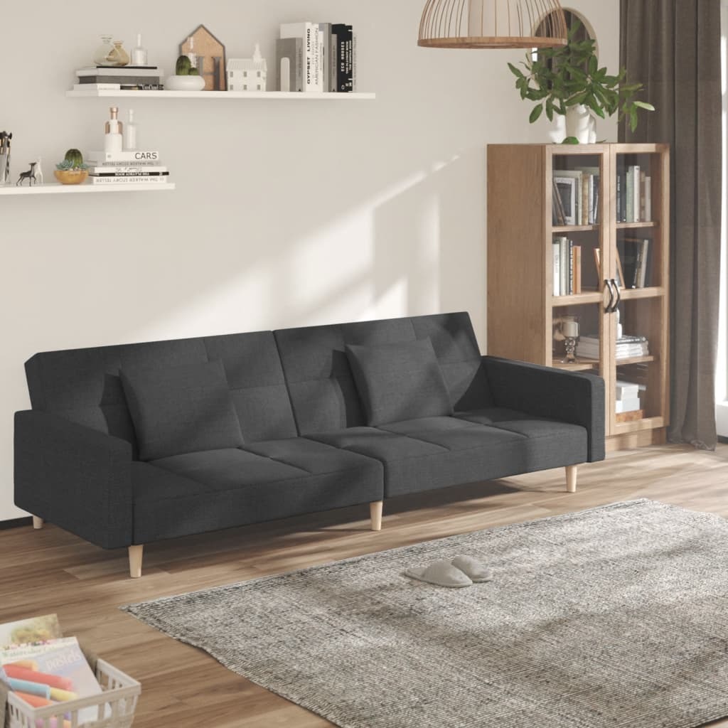 Sofa Bed Dark Grey 100% polyester fabric, wood, plastic Standard