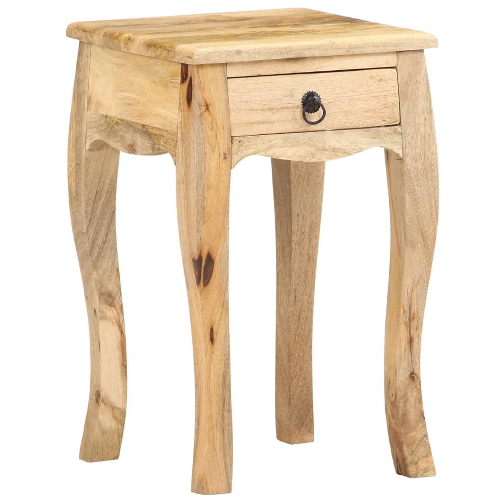 Nightstand Natural Brown Solid Mango Wood Compact Bed Cabinet