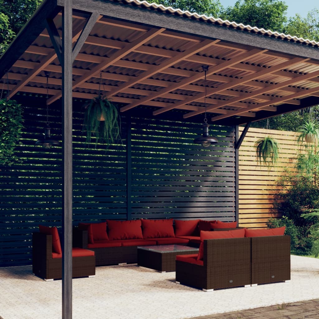 Garden Lounge Set Brown, Cinnamon red