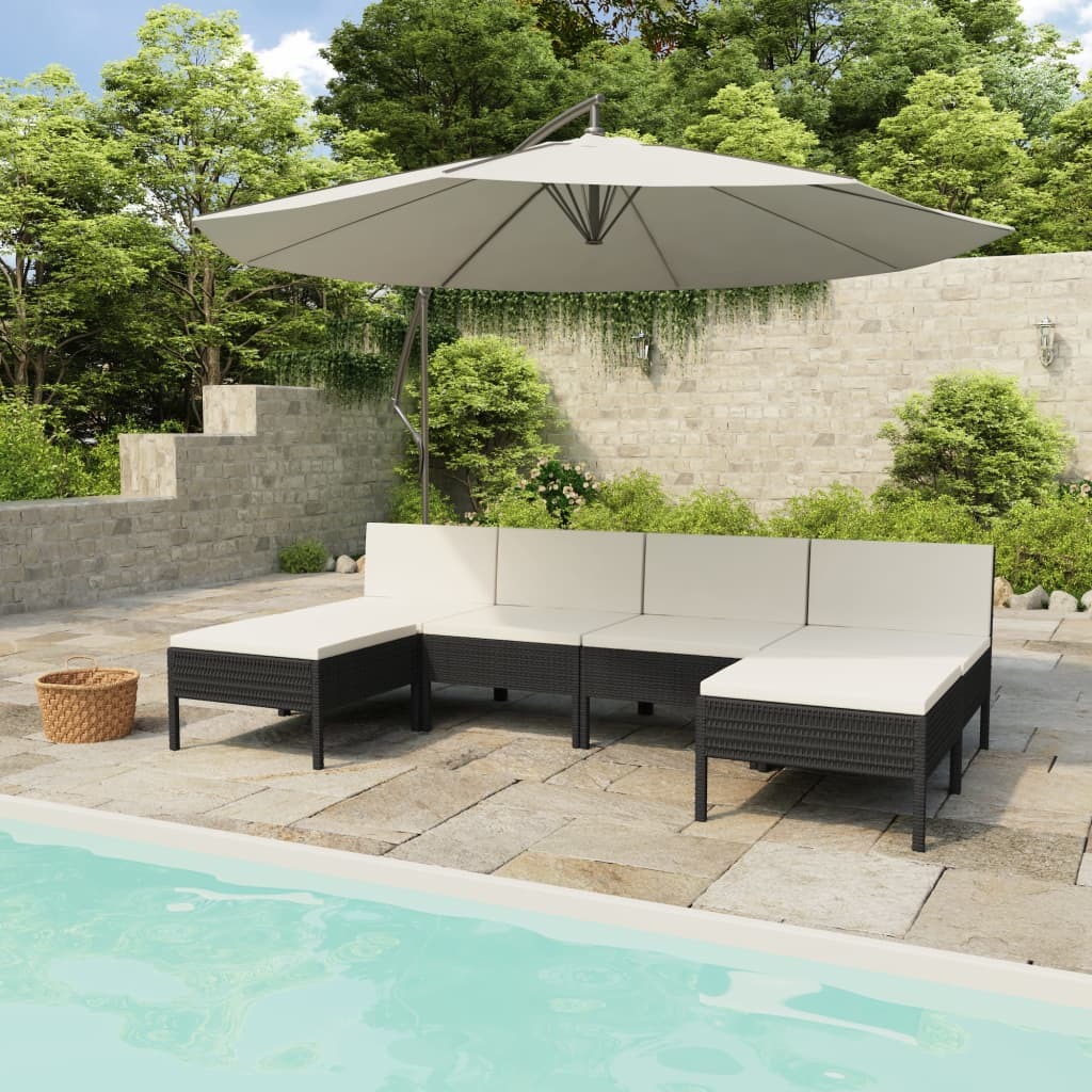 Garden Furniture Set Black, Cream White